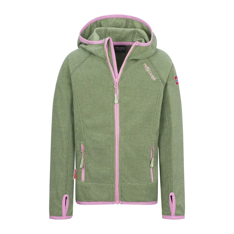 Markenware Trollkids Girls Sandefjord Jacket Green/Wild Rose