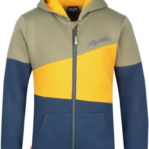 Trollkids Kids Alesund Sweater - moss/blue/yellow Abverkauf