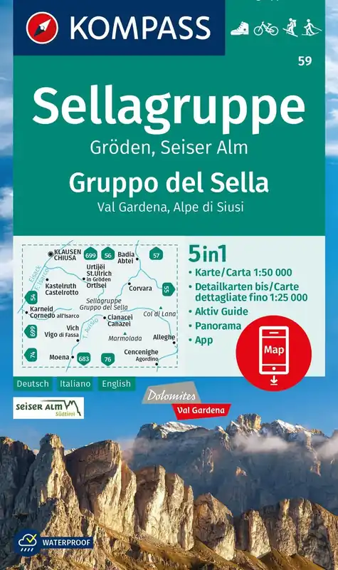 Markenprodukt Kompass-Verlag Wanderkarte Sellagruppe
