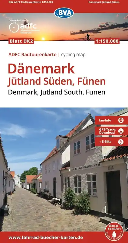 BVA BikeMedia ADFC-Radtourenkarte Dänemark /Jütland Süd/Fünen 1 150.000 Beliebt