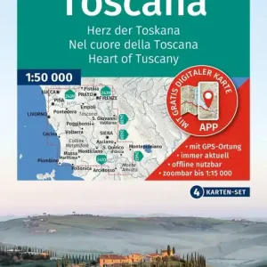 Geprüft Kompass-Verlag Wanderkarte Herz der Toskana - 4 Karten