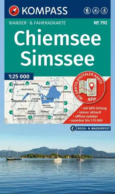 Preisreduziert Kompass-Verlag WK 792 - Chiemsee, Simssee