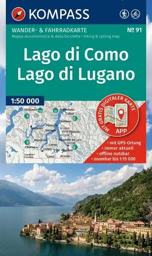 Nur Für Kurze Zeit Kompass-Verlag Wanderkarte Lago di Como, Lago di Lugano