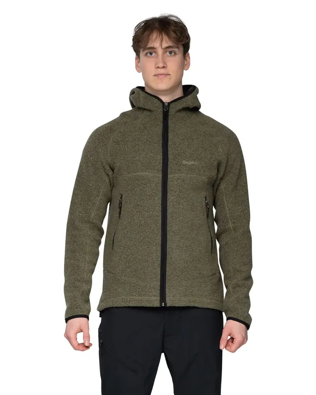 Jetzt Bestellen Bergans Vaagaa Merino Terry Midlayer Hoody Green Mud