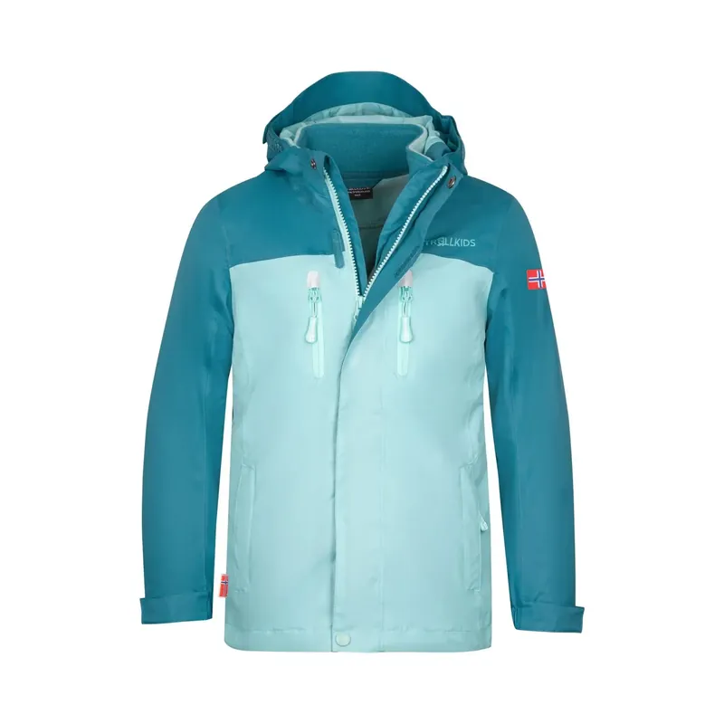 Preisknaller Trollkids Girls Bryggen 3In1 Jacket Teal/Aqua