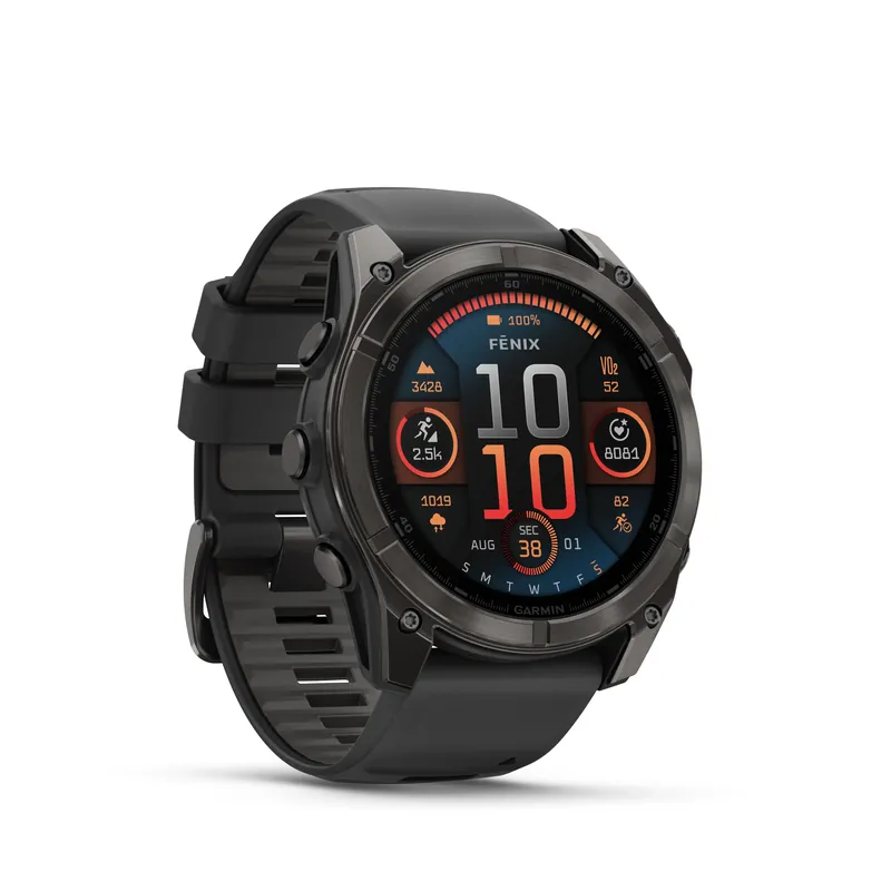 Begrenztes Angebot Garmin Fenix 8 51mm AMOLED Sapphire Schwarz/Carbongrau - Armband Schwarz