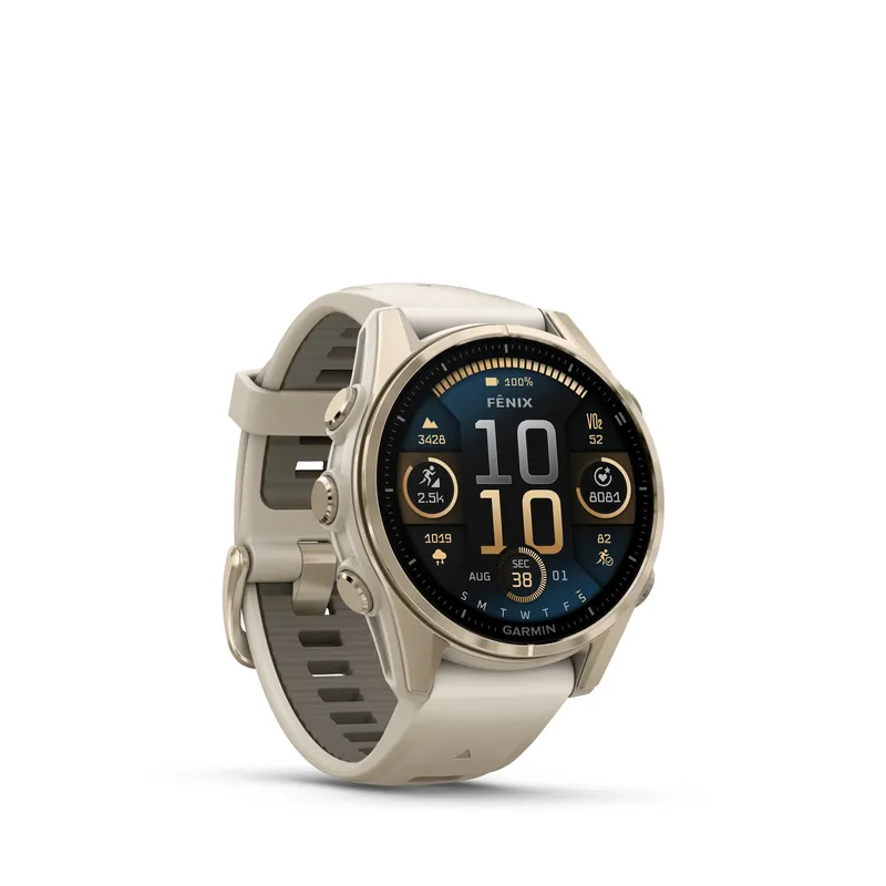 Garmin Fenix 8 43mm AMOLED Sapphire Nebelgrau/Softgold - Armband Nebelgrau Preiswert