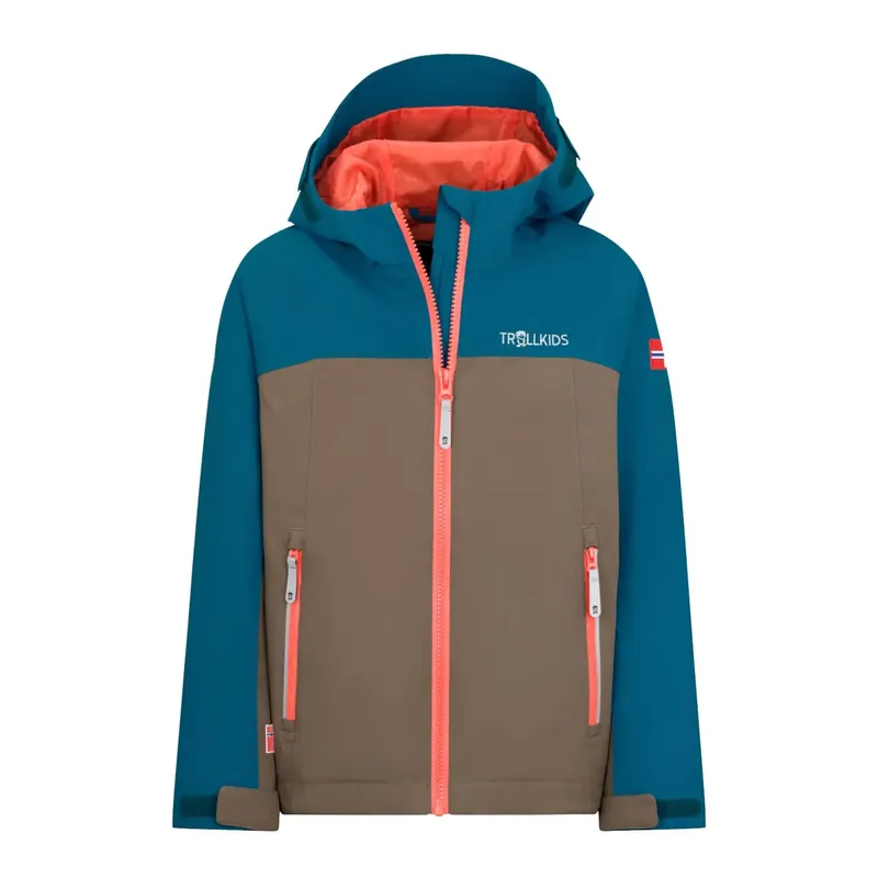 Sale Trollkids Kids Telemark Jacket Blue/Mocca/Orange