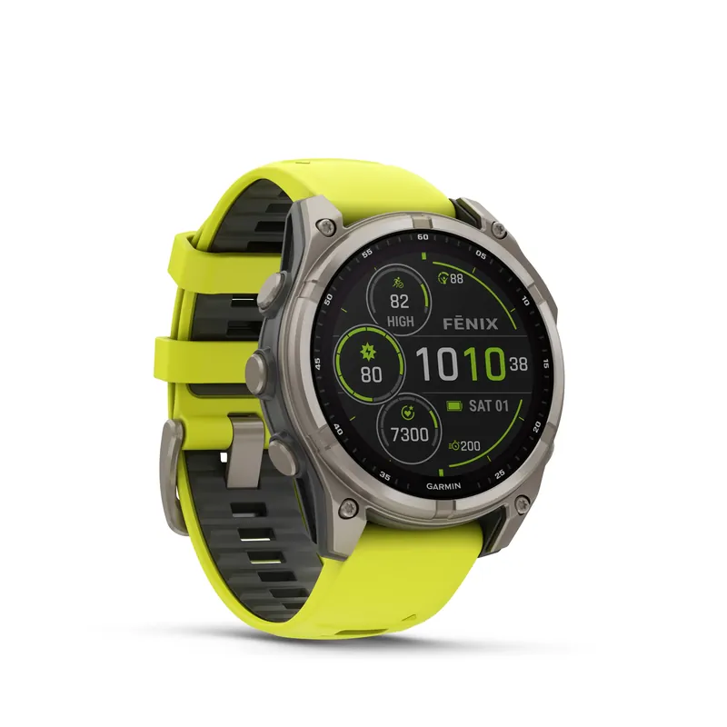 Garmin Fenix 8 47mm SOLAR Sapphire Graphit/Titanium - Armband Yellow Markenprodukt