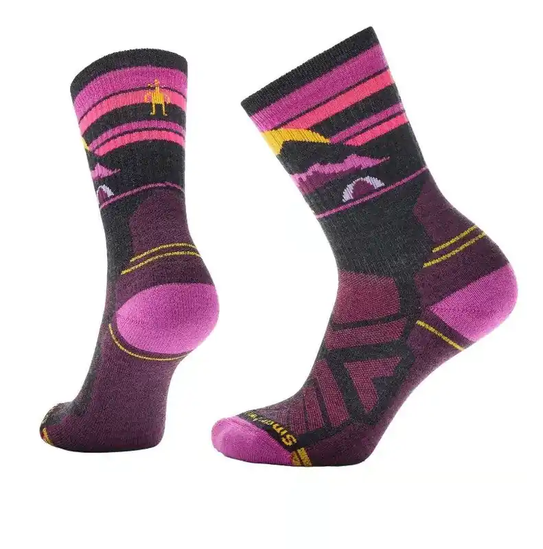 Smartwool Hike Light Cushion Crew mit Mountain Moon-Print Woman - Charcoal Neue Kollektion
