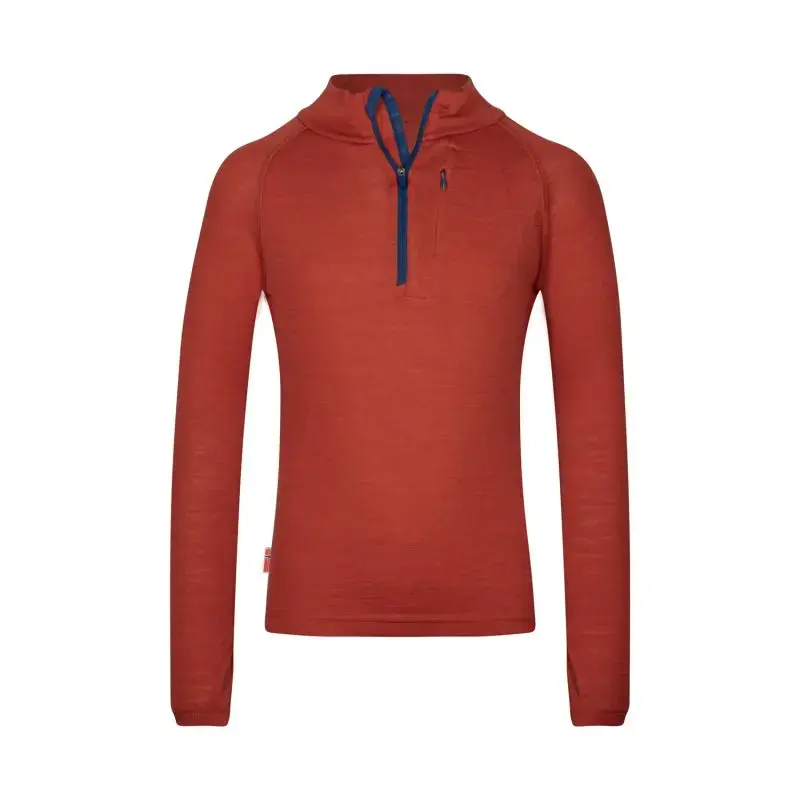 Expressversand Trollkids Kids Lofoten Half Zip Red Clay/Blue