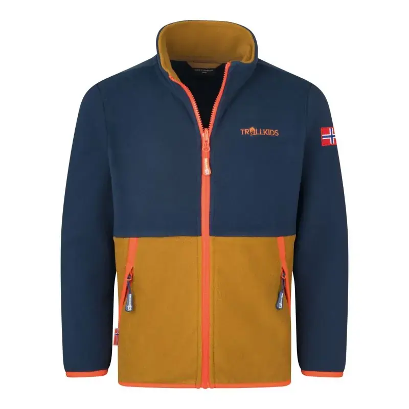 Trollkids Kids Storfjord Jacket Bronze/Blue/Org Highlight