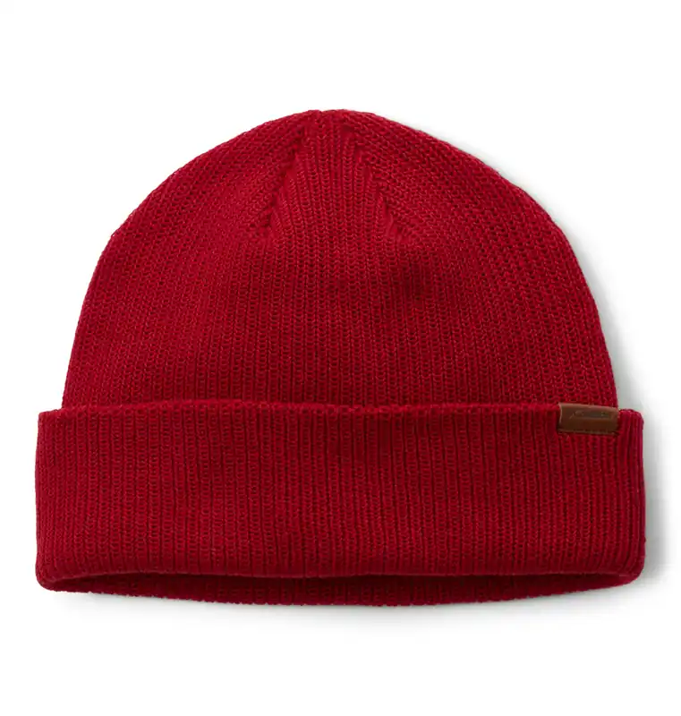 Must-Have Columbia Portside Fisherman Beanie Red Dahlia