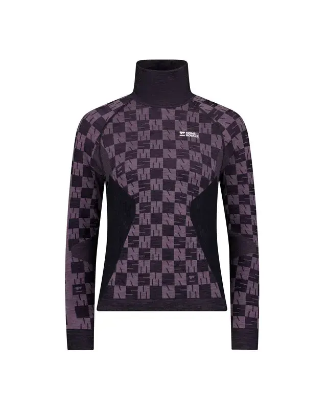 Zertifiziert Mons Royale Ascender Seammock Neck LS W Mauve/Black