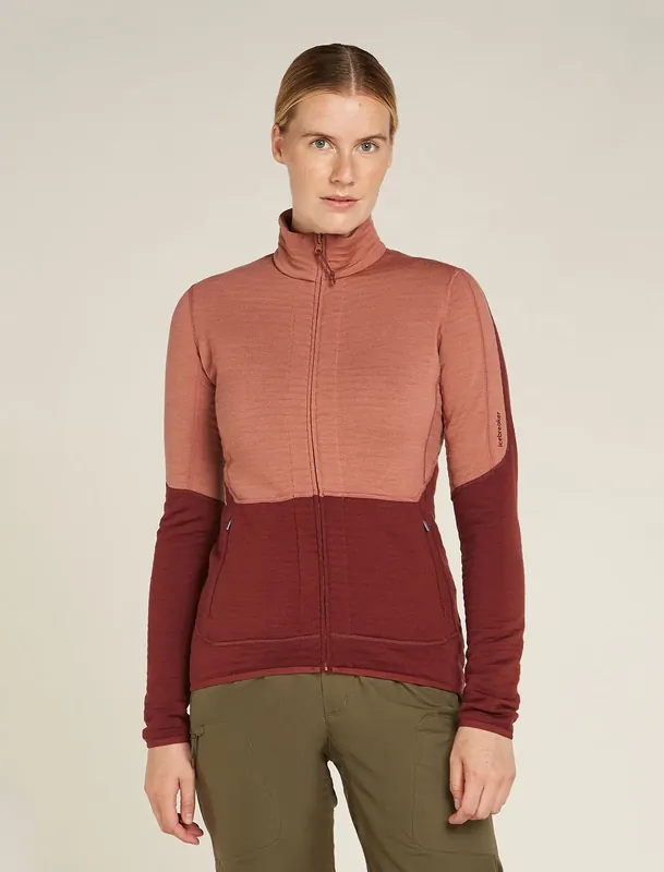 Icebreaker 400 Realfleece Descender LS Zip Woman - Cedar Wood / Port Neue Kollektion