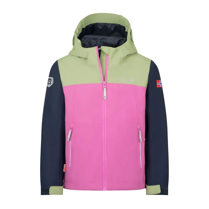 Markenprodukt Trollkids Kids Telemark Jacket - Green/Pink/Navy
