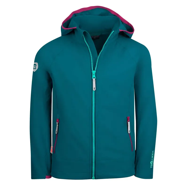 Trollkids Girls Kvalvika Jacket Smaragd/ Pink Super-Preis