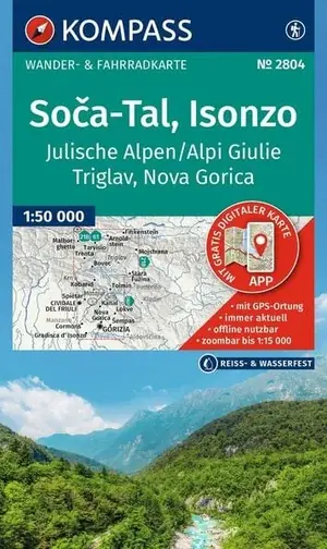 Kompass-Verlag Wanderkarte 2804 Soca-Tal, Isonzo, Alpi Giulie / Julische Alpen, Triglav, Nova Gorica Abverkauf