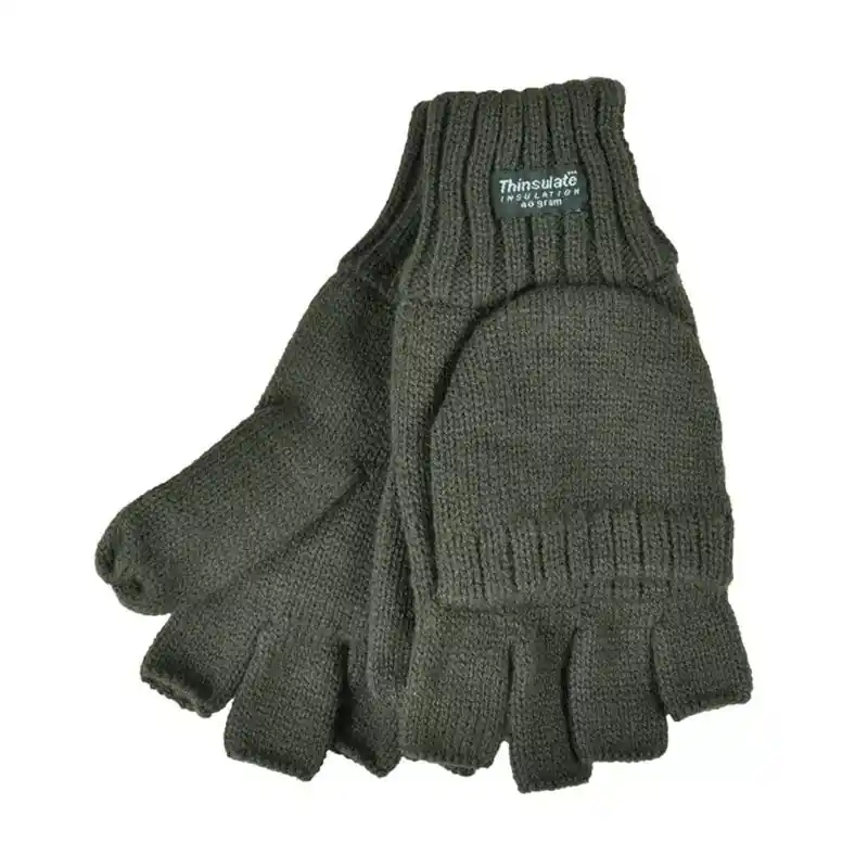 Billig Skogen Handschuhe für Jäger mit klappbaren Fäustlingsteil oliv