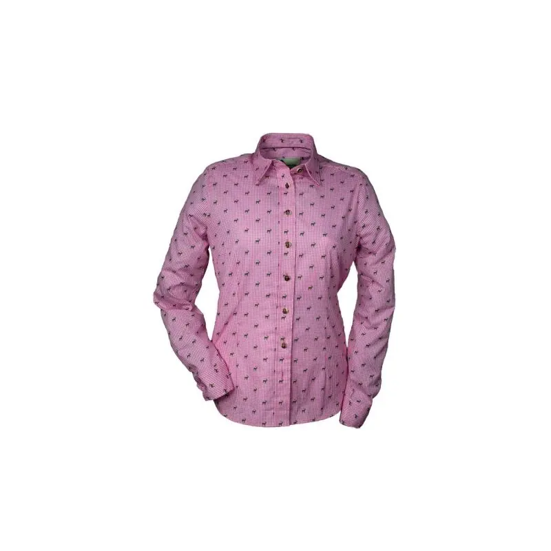 Hubertus Damen Jagd Bluse mit Hirschmotiven pink Online Kaufen
