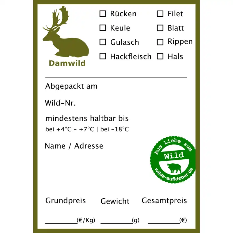 Wilde Aufkleber Typ Damwild Nur Heute