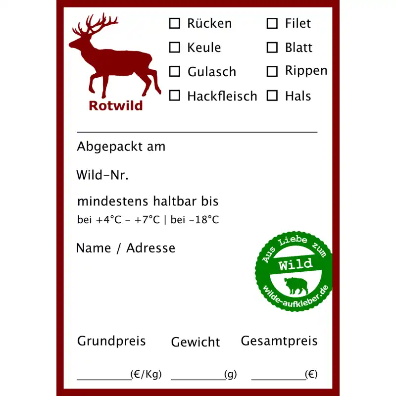 Markenware Wilde Aufkleber Typ Rotwild