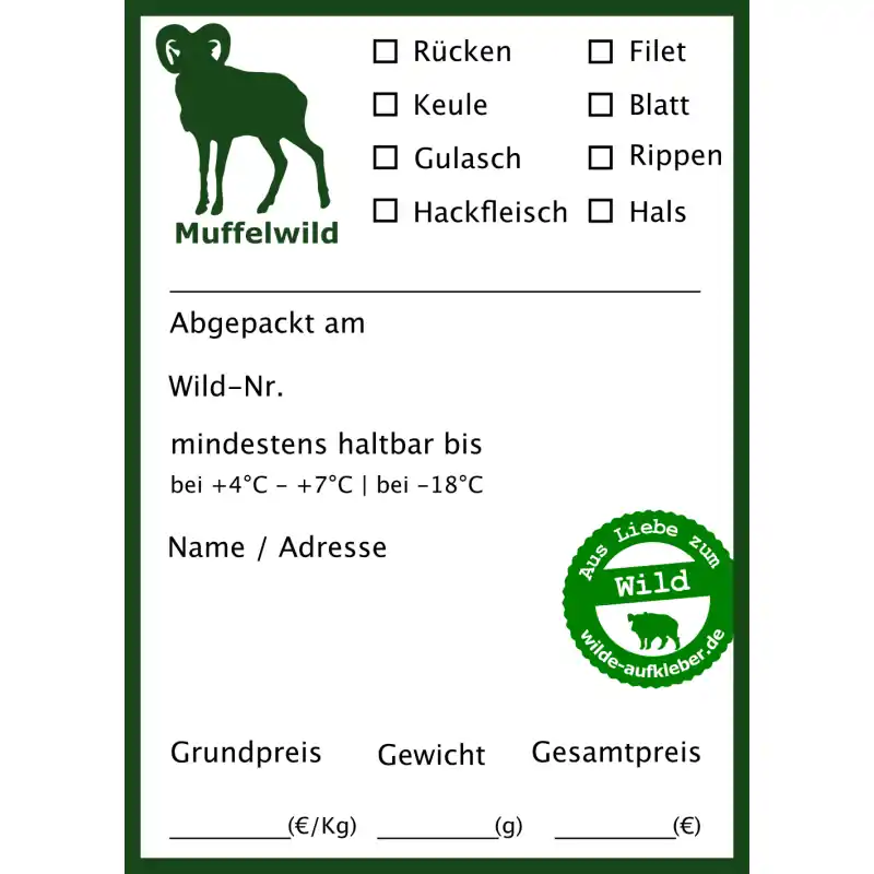 Wilde Aufkleber Typ Muffelwild Preisreduziert