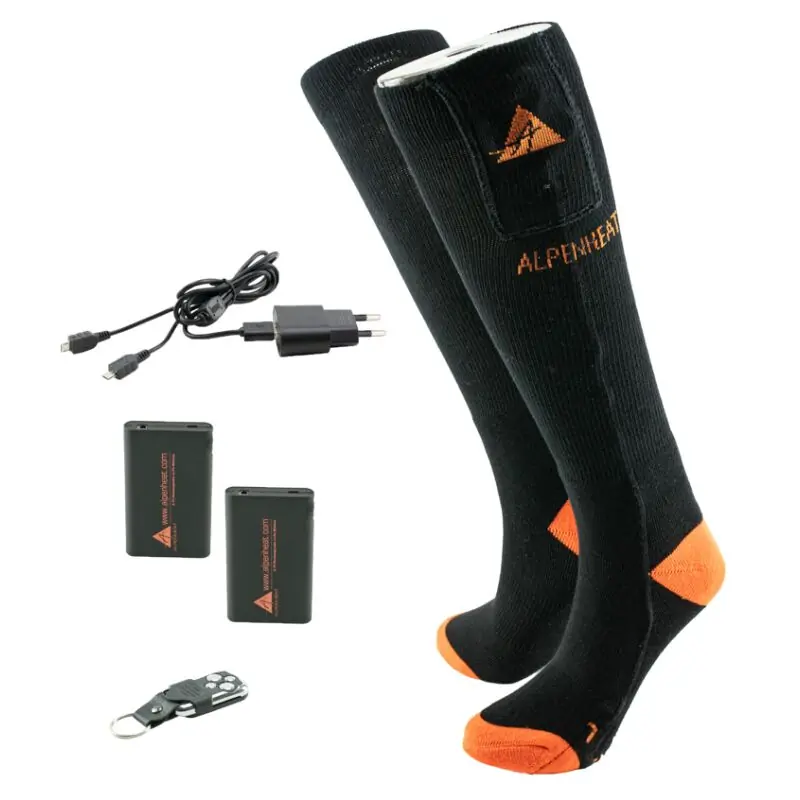 Kracherpreis Alpenheat Beheizte Socken mit Fernbedinung Schwarz/Orange