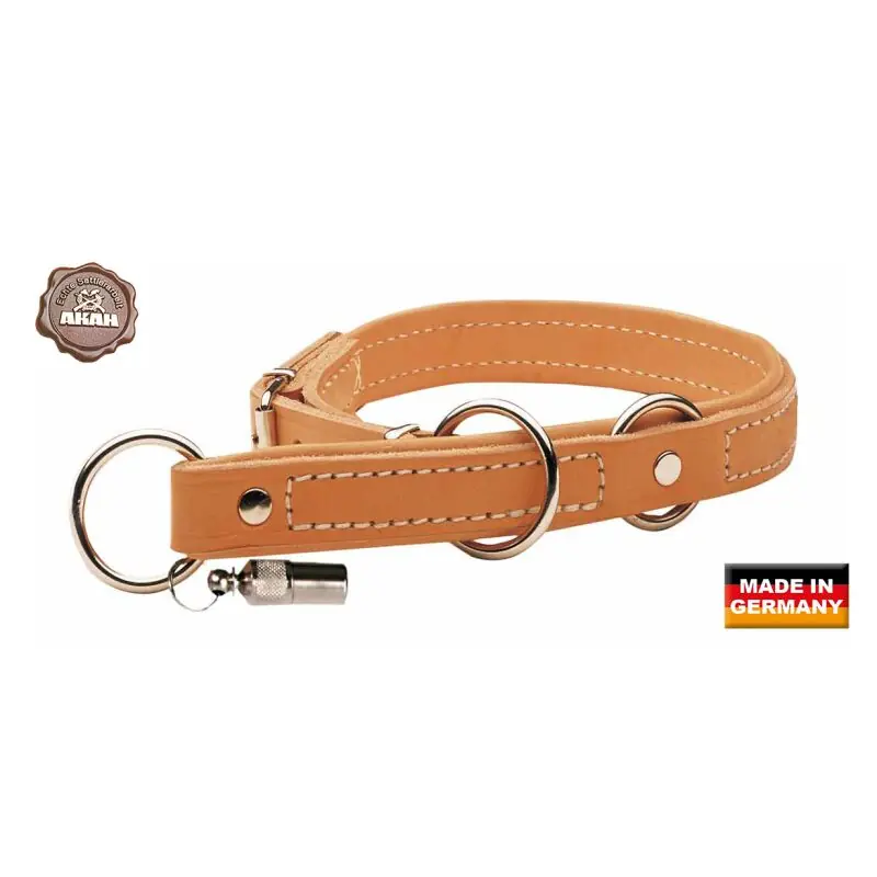 Neu Im Sortiment AKAH Würge Halsband mit Begrenzung aus Fahlleder