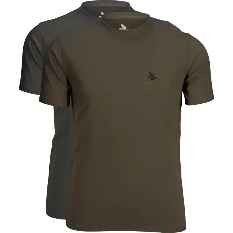 Markenware Seeland Herren T-Shirt Outdoor 2er-Pack Raven/Pine Green
