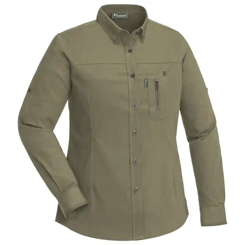 Markenware Pinewood Damen Bluse Tiveden TC Stretch Insect Safe Oliv