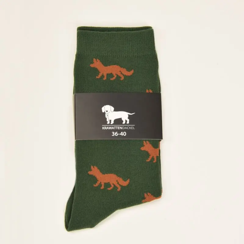 Heißes Angebot Krawattendackel Unisex Socken grün, Fuchs braun