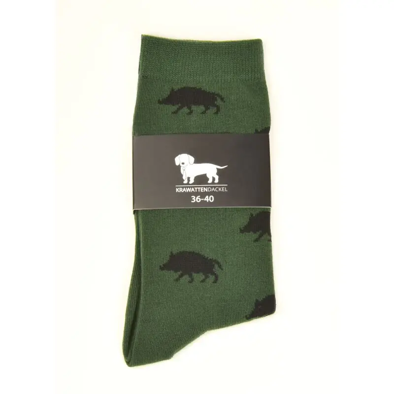 Schneller Versand Krawattendackel Unisex Socken grün, Wildschwein schwarz