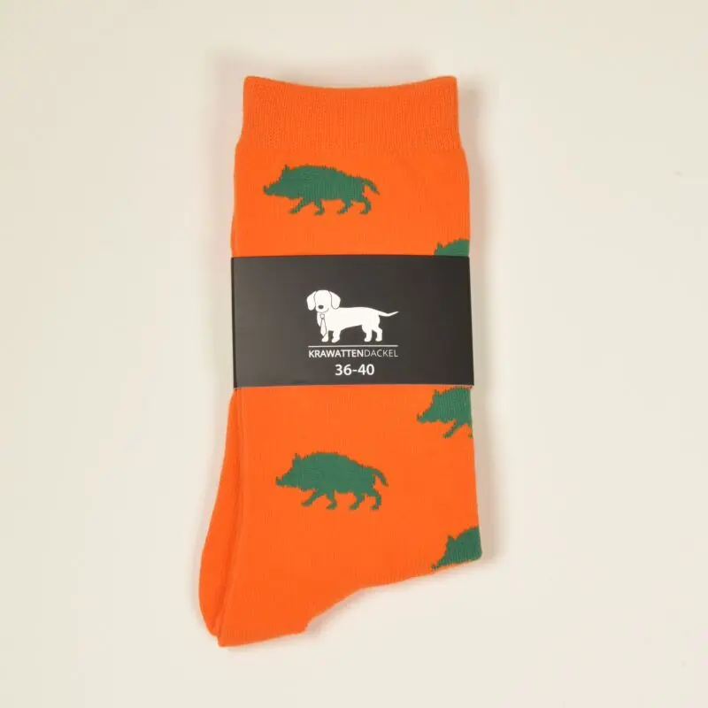 Krawattendackel Unisex Socken orange, Wildschwein grün Super-Preis