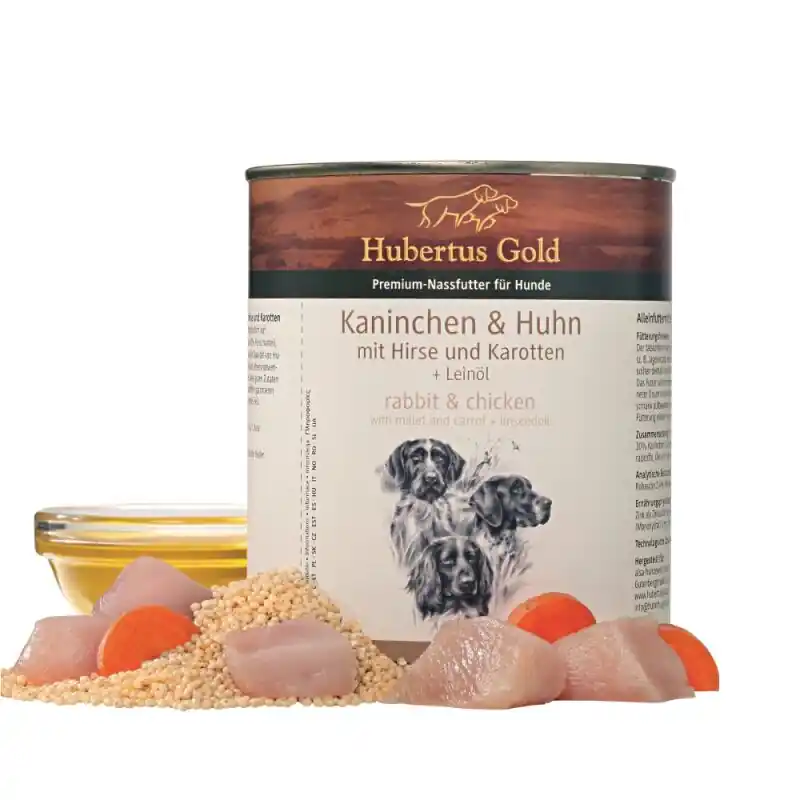 Hubertus Gold Premium-Nassfutter Kaninchen & Huhn mit Hirse und Karotten + Leinöl Meistverkauft
