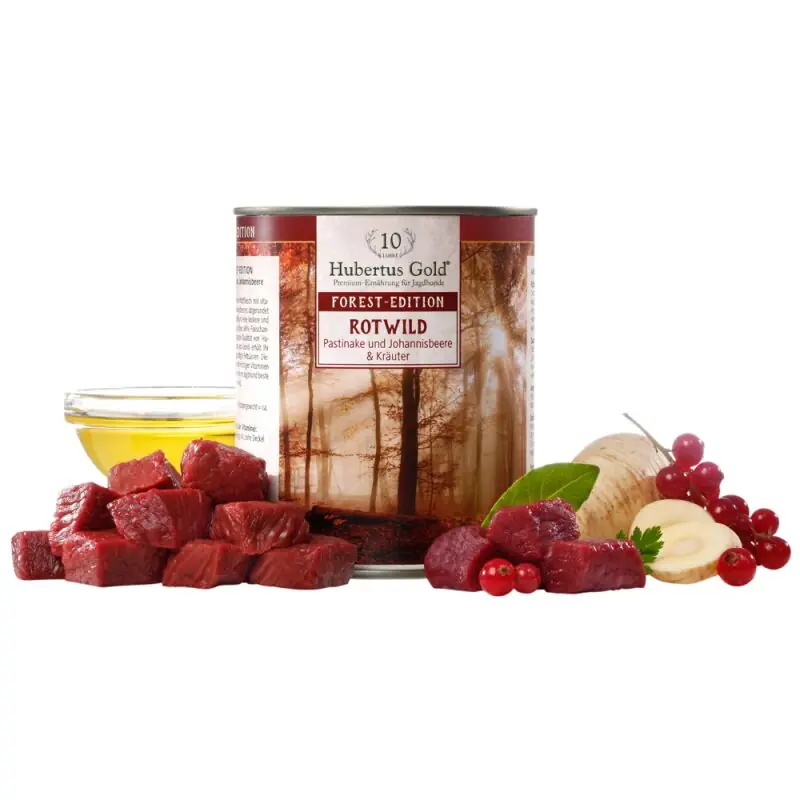 Hubertus Gold Forest Edition Rotwild mit Pastinake + Johannisbeeren und Leinöl 800g Versand Am Gleichen Tag