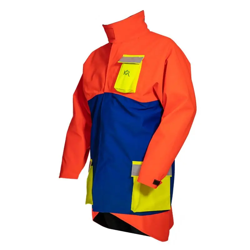 Kruedener Hundeführer-/ Durchgehjacke warnrot/blau/gelb Zertifiziert