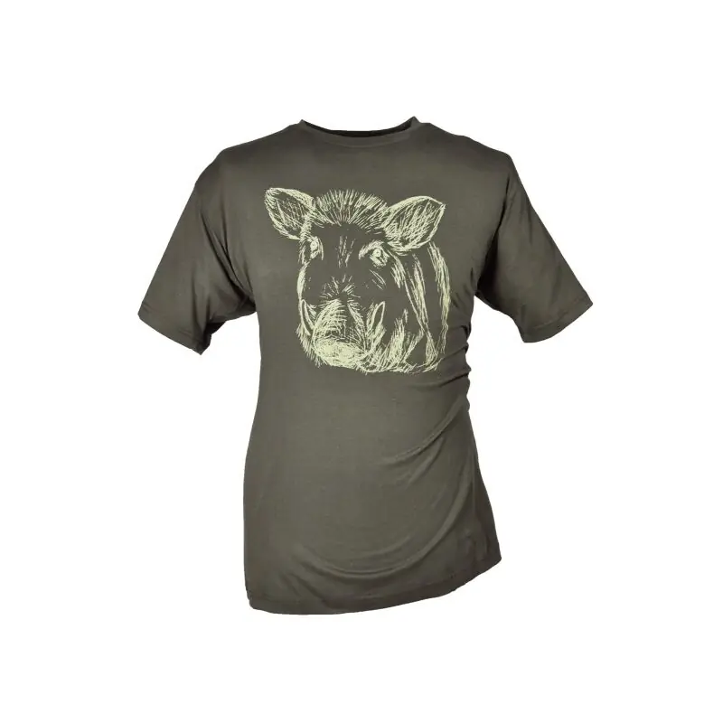 Schneller Versand Hubertus T-Shirt Keilerkopf Oliv