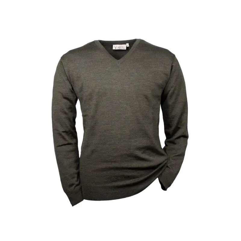 Sale Hubertus Pullover V-Ausschnit oliv/braun