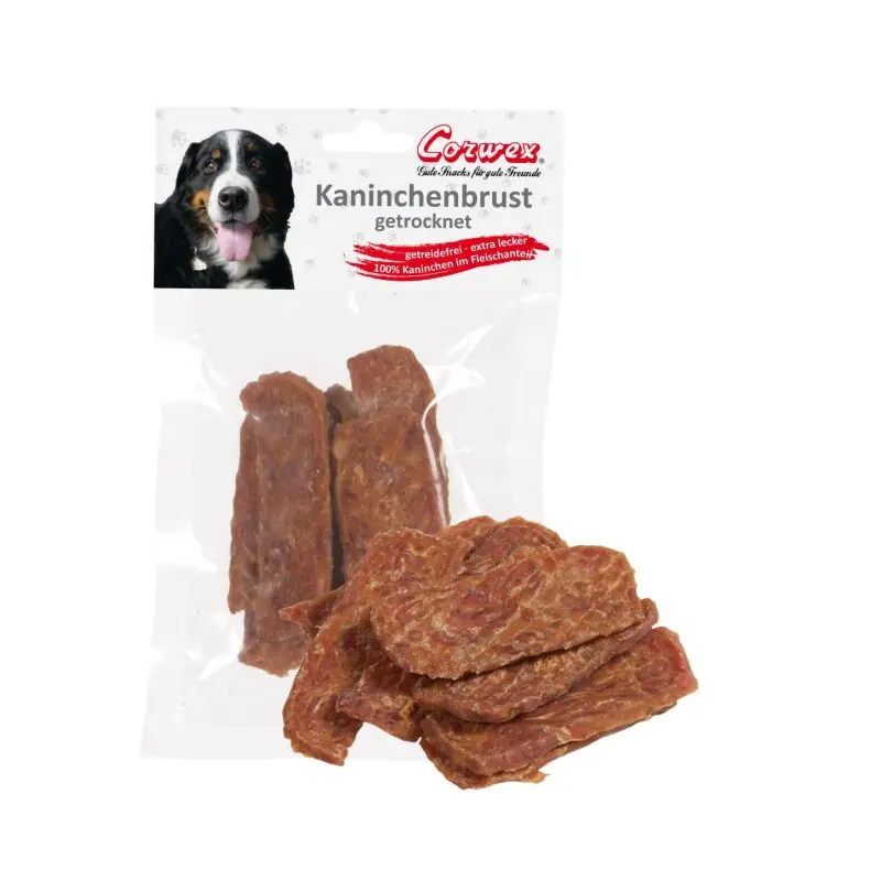Rabatt Corwex Hundesnack Kaninchenbruststreifen getrocknet 70g