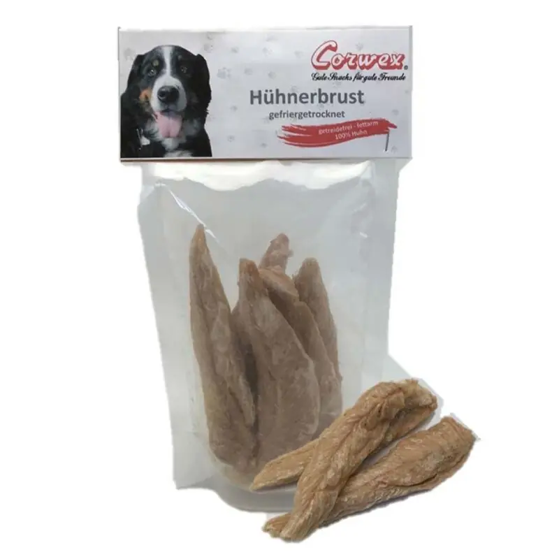 Corwex Hundesnack Hühnerbrust, gefriergetrocknet 50g Solange Der Vorrat Reicht