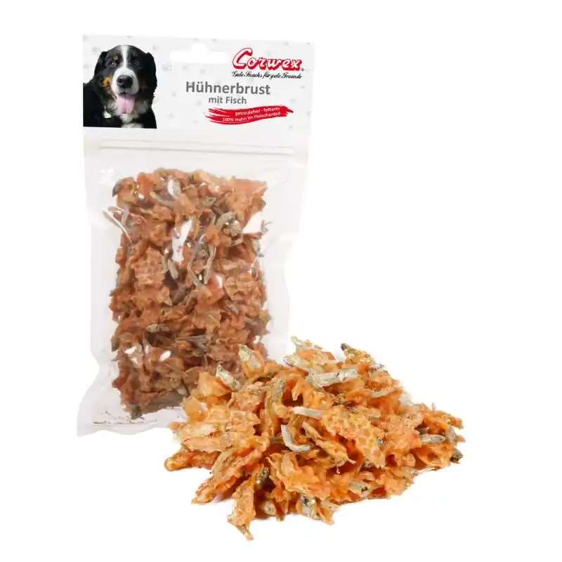 Sofort Bestellen Corwex Hundesnack Hühnerbrust mit Fisch 250g