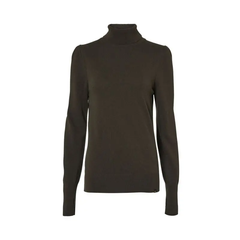 Chevalier Damen Rollkragenpullover Agnes Leather Brown Preisreduziert