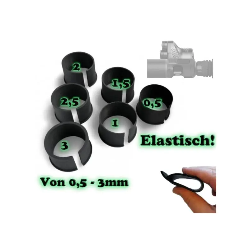 Neu Elastische Reduzierringe 6er Set 0,5 - 3 mm für Sytong und Pard NV007