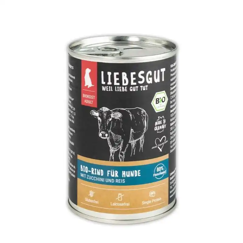 Liebesgut Hundenassfutter Bio Rind mit Zucchini und Reisflocken Sofort Bestellen