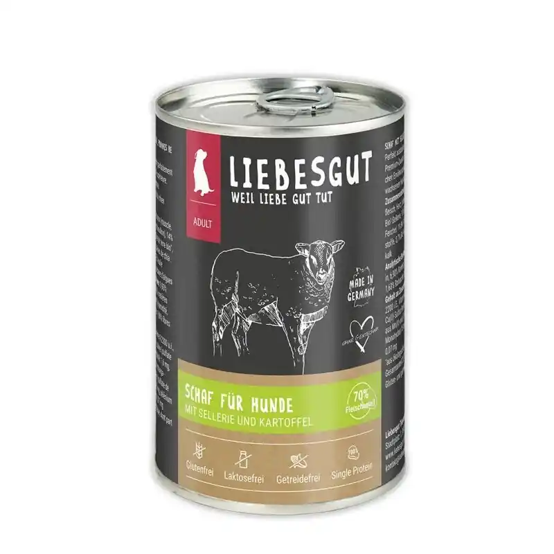 Zertifiziert Liebesgut Hundenassfutter Bio Schaf mit Sellerie und Kartoffel