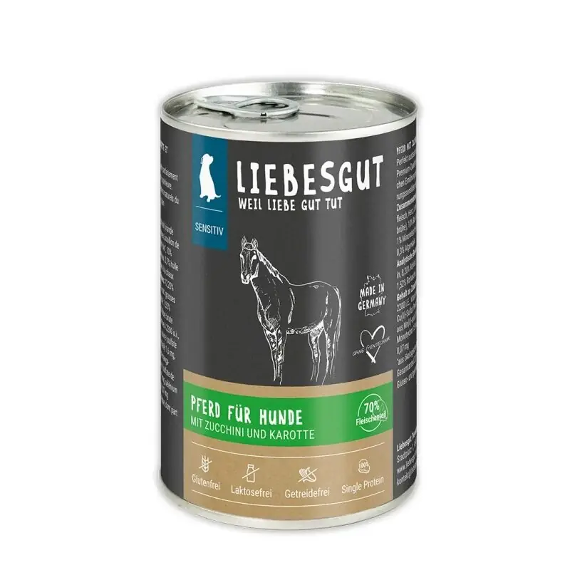 Highlight Liebesgut Hundenassfutter Pferd mit Bio-Zucchini und Bio-Karotte
