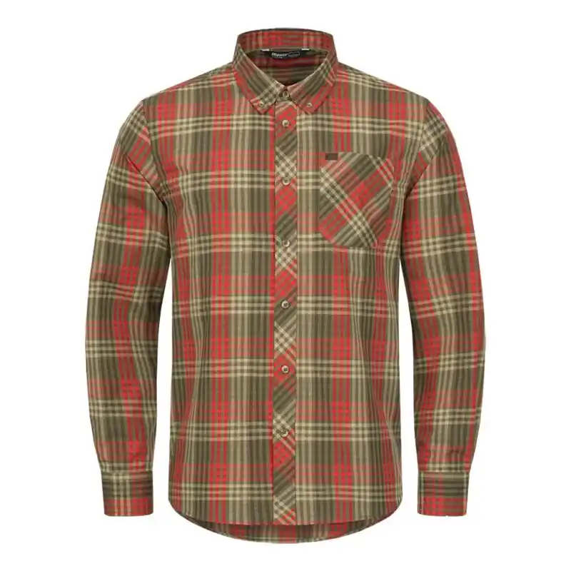 Blaser Herren Leinenhemd Levin Braun/Rot Kariert Neu Im Sortiment
