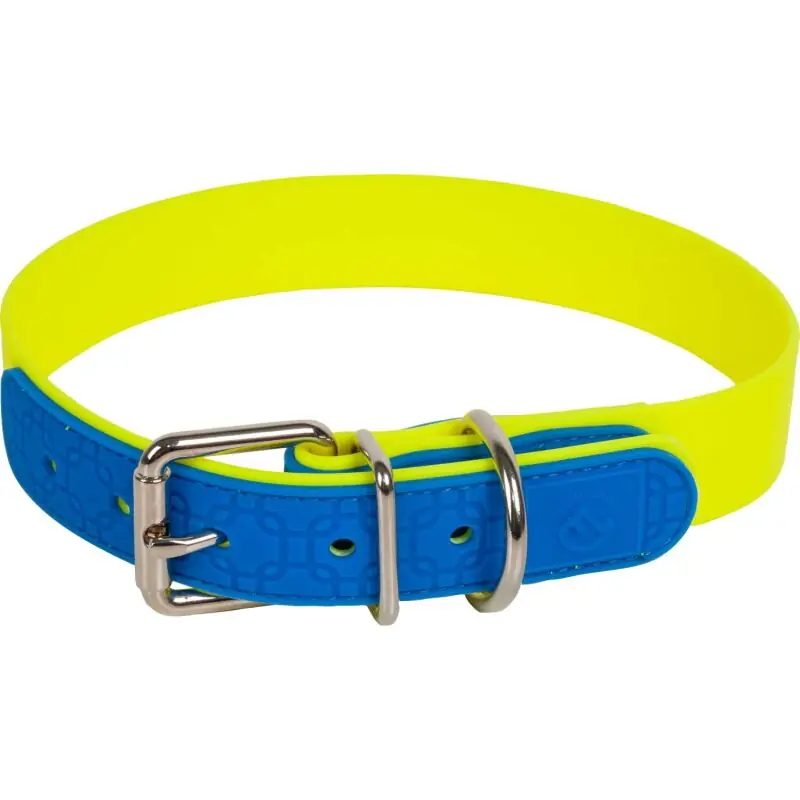 Farm-Land Hundehalsband, robust und wasserfest Signalgelb/Blau Online Kaufen