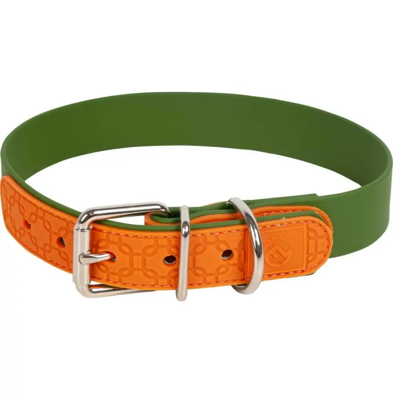 Farm-Land Hundehalsband, robust und wasserfest Oliv/Orange Markenprodukt